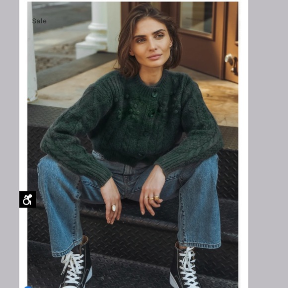 bohme Sweaters - Bohme Yulia Cropped Cardigan in Emerald  size M